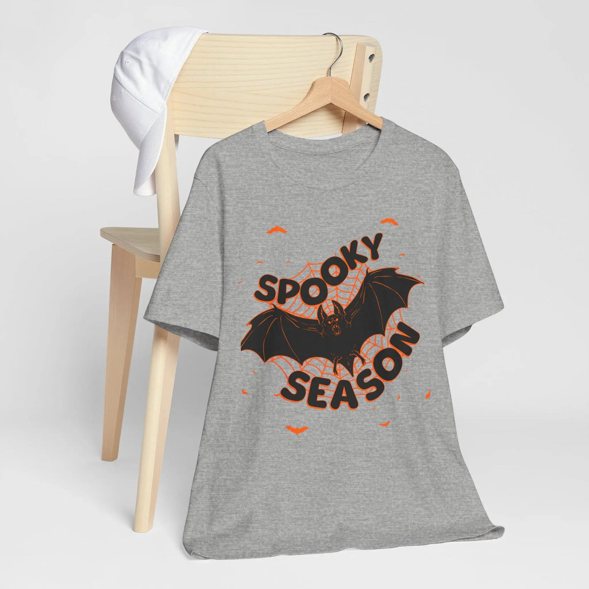 Printify Spooky Season Bat Graphic Halloween Tshirt Lightweight Soft Tee - T-Shirts T-Shirt