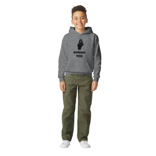 Printify Spooky Mid-weight Fleece Youth Hoodie | Gildan SF500B ring spun sports grey - Print Material