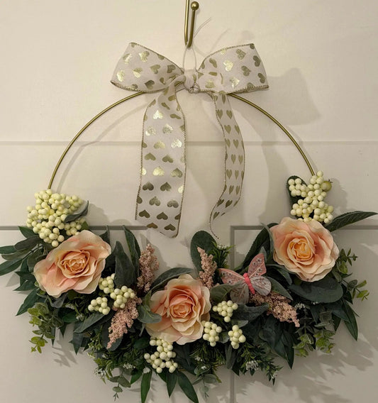 Tulu Prints & Designs Handmade Blush Rose Gold Hoop Wreath — Modern Minimalist Front Door Décor - Uncategorized