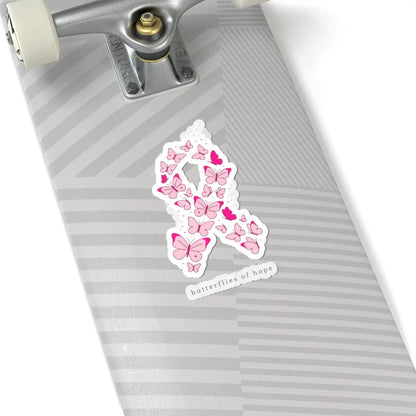 Printify Butterflies of Hope Ribbon Sticker | Breast Cancer Awareness, Pink Ribbon Kiss-Cut Sticker - Decorative Stickers Paper products