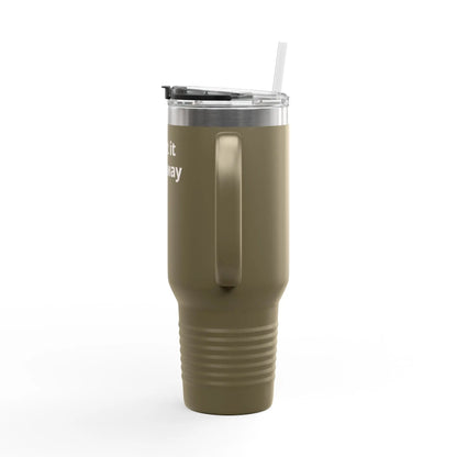 Printify 40oz Insulated Travel Mug with Handle – Customizable Big Tumbler for Road Trips & Daily Hydration - Travel Mugs Mug