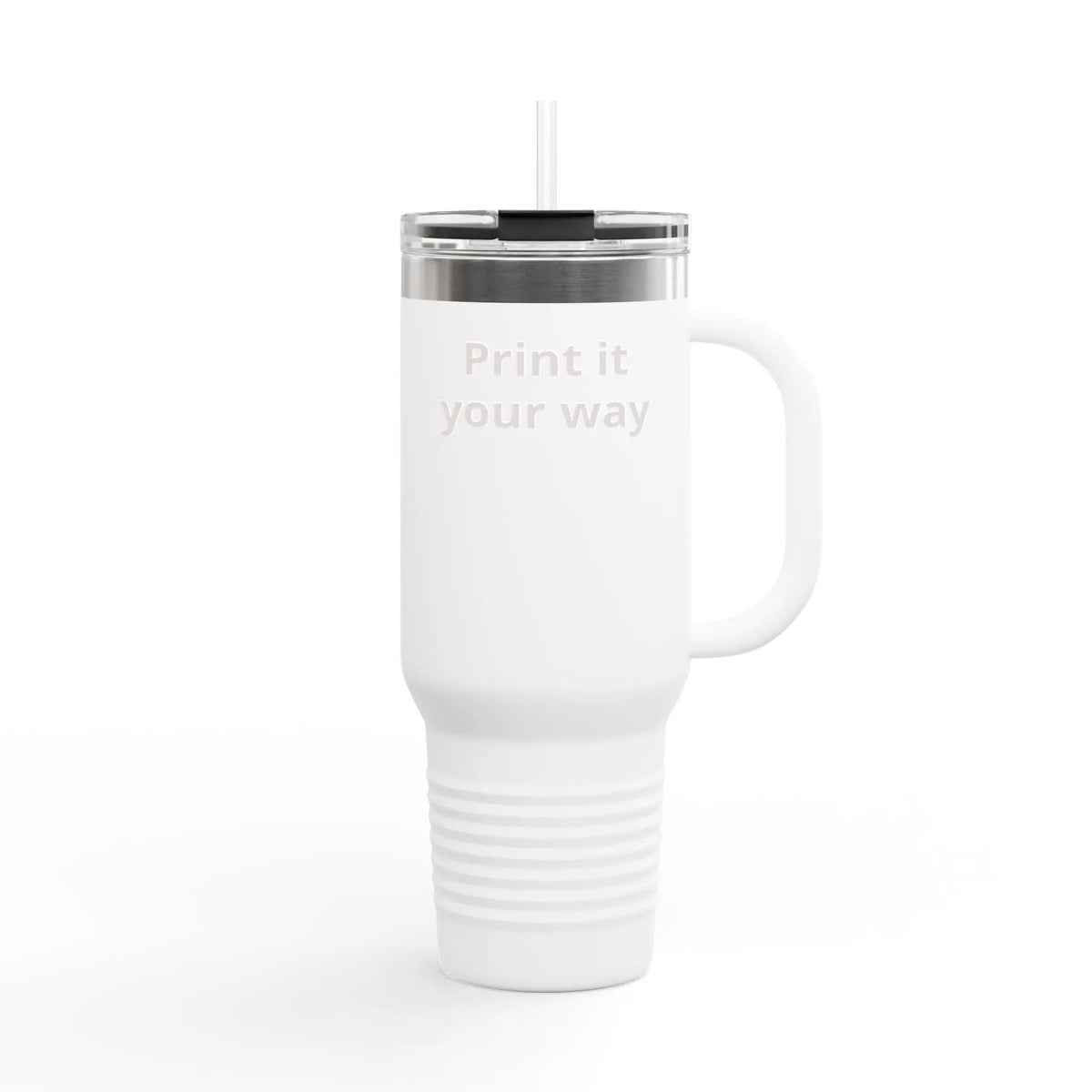 Printify 40oz Insulated Travel Mug with Handle – Customizable Big Tumbler for Road Trips & Daily Hydration - Travel Mugs Mug