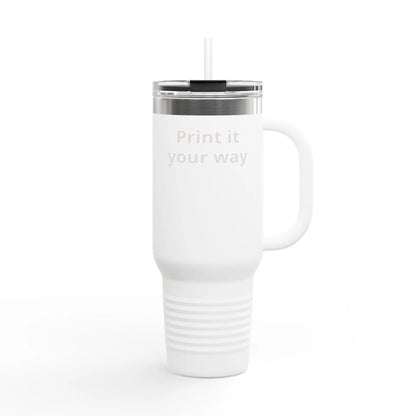 Printify 40oz Insulated Travel Mug with Handle – Customizable Big Tumbler for Road Trips & Daily Hydration - Travel Mugs Mug