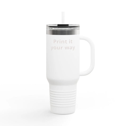 Printify 40oz Insulated Travel Mug with Handle – Customizable Big Tumbler for Road Trips & Daily Hydration - Travel Mugs Mug