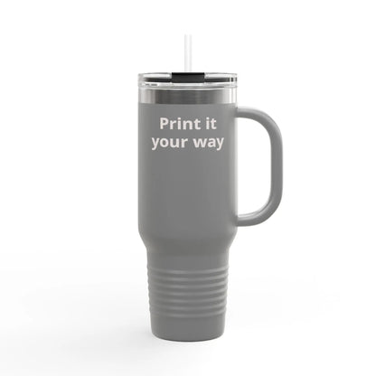 Printify 40oz Insulated Travel Mug with Handle – Customizable Big Tumbler for Road Trips & Daily Hydration - Travel Mugs Mug