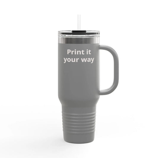 Printify 40oz Insulated Travel Mug with Handle – Customizable Big Tumbler for Road Trips & Daily Hydration - Travel Mugs Mug