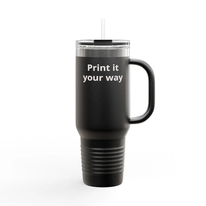 Printify 40oz Insulated Travel Mug with Handle – Customizable Big Tumbler for Road Trips & Daily Hydration - Travel Mugs Mug