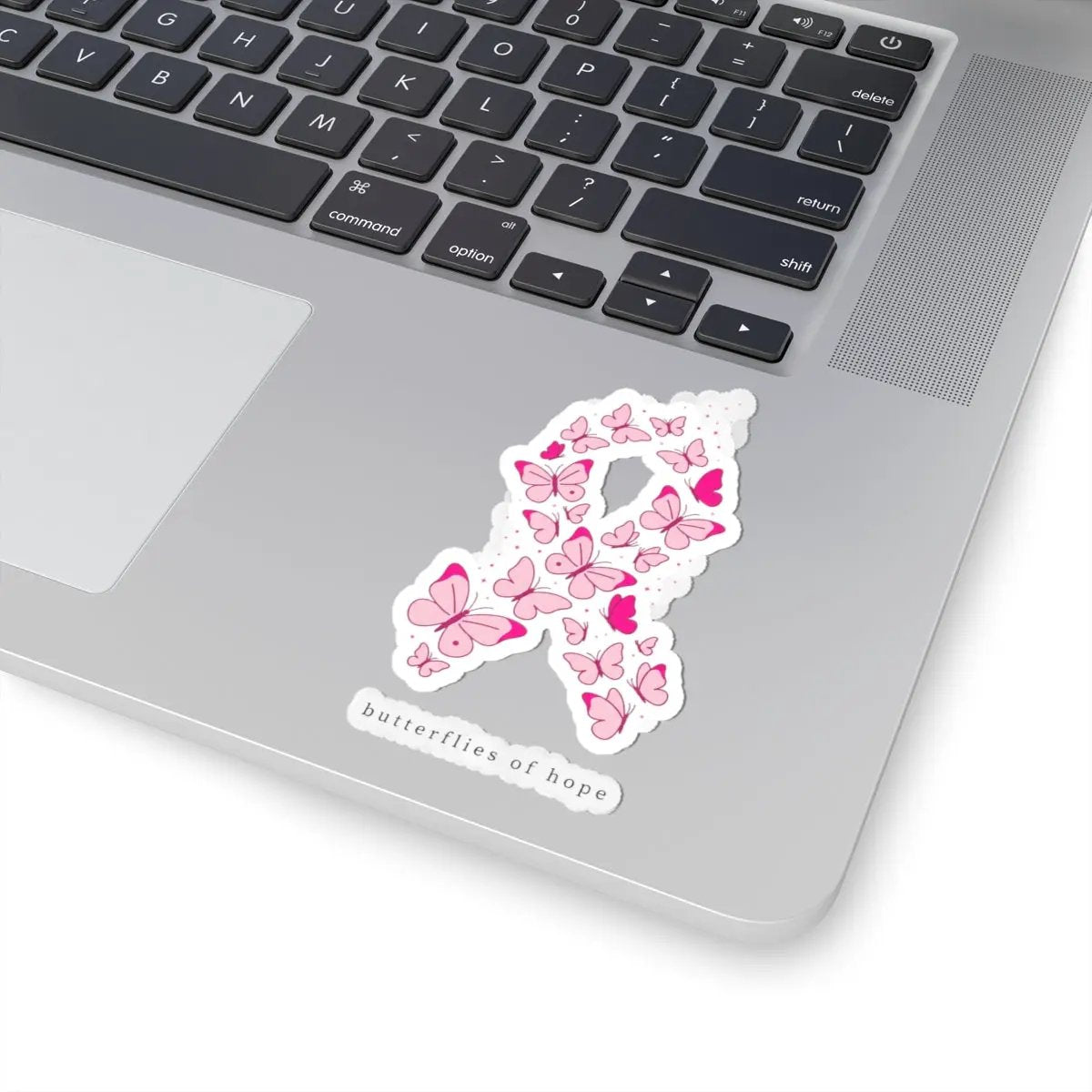 Printify Butterflies of Hope Ribbon Sticker | Breast Cancer Awareness, Pink Ribbon Kiss-Cut Sticker - Decorative Stickers Paper products