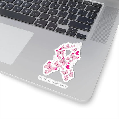 Printify Butterflies of Hope Ribbon Sticker | Breast Cancer Awareness, Pink Ribbon Kiss-Cut Sticker - Decorative Stickers Paper products