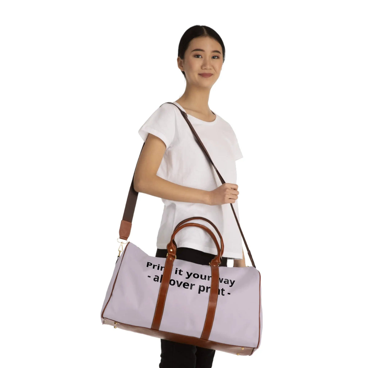 Printify Custom Waterproof Travel Bag — Personalized 'Print it your way' Duffle for Weekend Getaways & Beach Trips - Shoulder Bags Bags