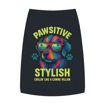Printify Pawsitive Stylish Pet Tank - "Chillin' Like a Canine Villain" Neon Dog Tee - Pet Apparel Pets