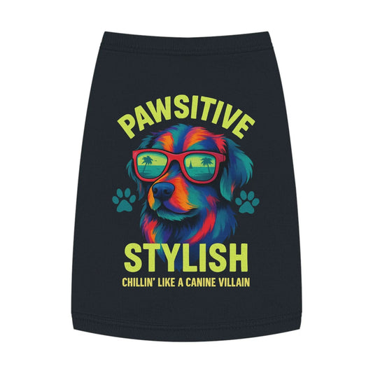 Printify Pawsitive Stylish Pet Tank - "Chillin' Like a Canine Villain" Neon Dog Tee - Pet Apparel Pets
