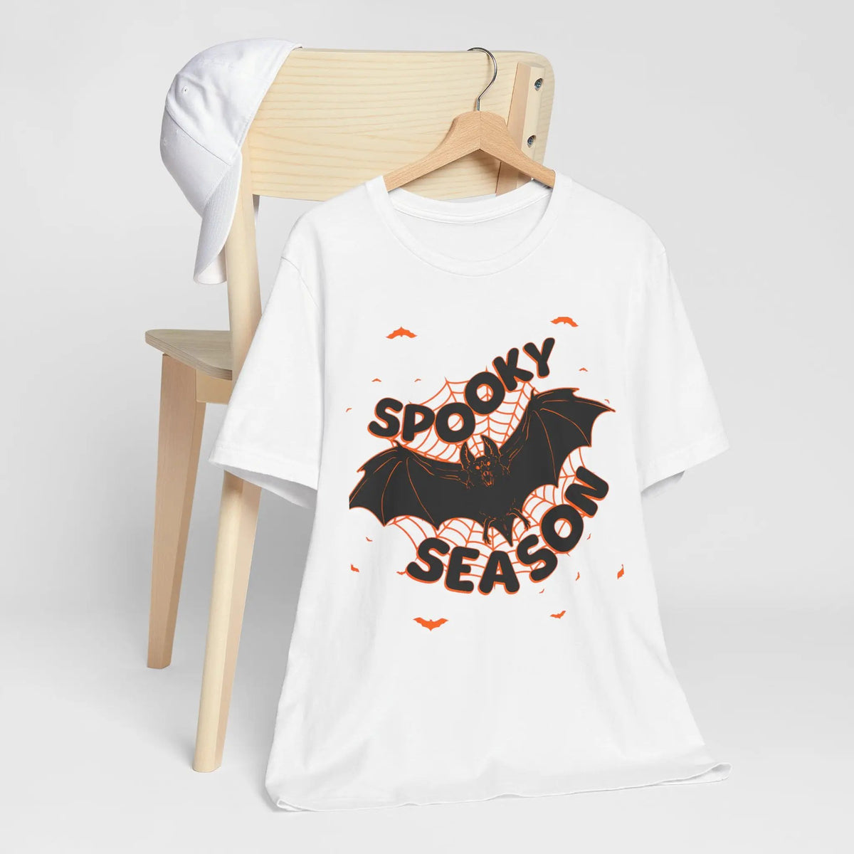 Printify Spooky Season Bat Graphic Halloween Tshirt Lightweight Soft Tee - T-Shirts T-Shirt