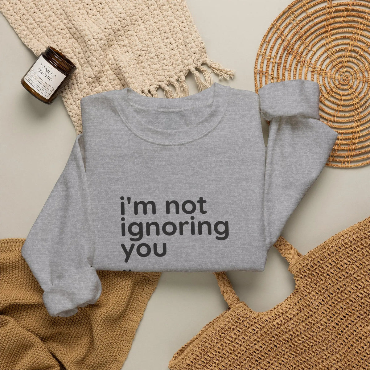 Printify i'm not ignoring you i'm avoiding everyone equally Sweatshirt | Grumpy Humor, Deadpan Text - Sweatshirts Sweatshirt