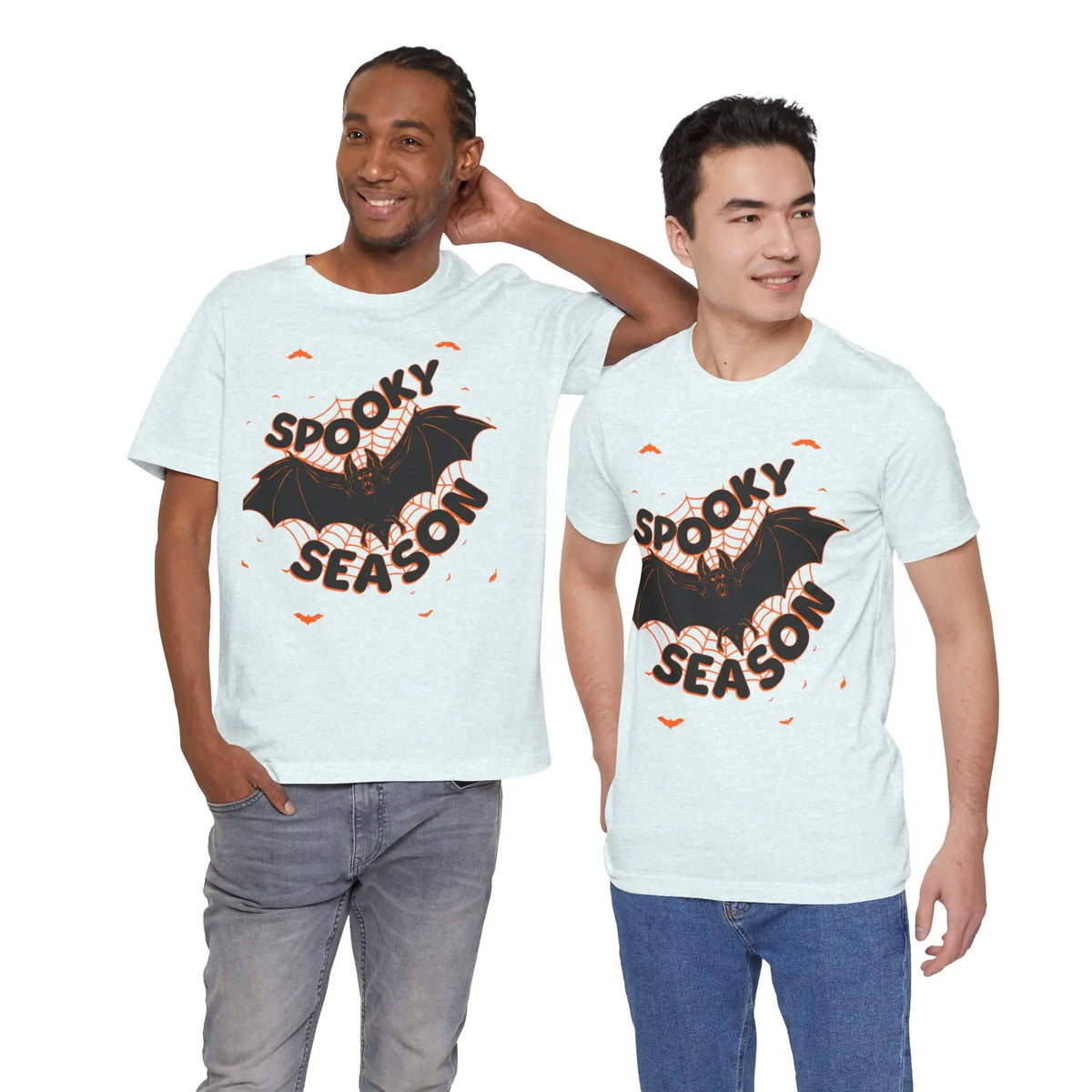 Printify Spooky Season Bat Graphic Halloween Tshirt Lightweight Soft Tee - T-Shirts T-Shirt