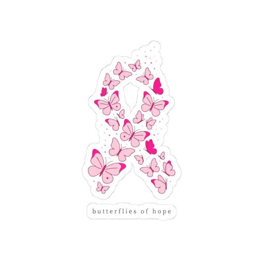 Printify Butterflies of Hope Ribbon Sticker | Breast Cancer Awareness, Pink Ribbon Kiss-Cut Sticker - Decorative Stickers Paper products