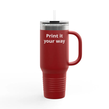 Printify 40oz Insulated Travel Mug with Handle – Customizable Big Tumbler for Road Trips & Daily Hydration - Travel Mugs Mug