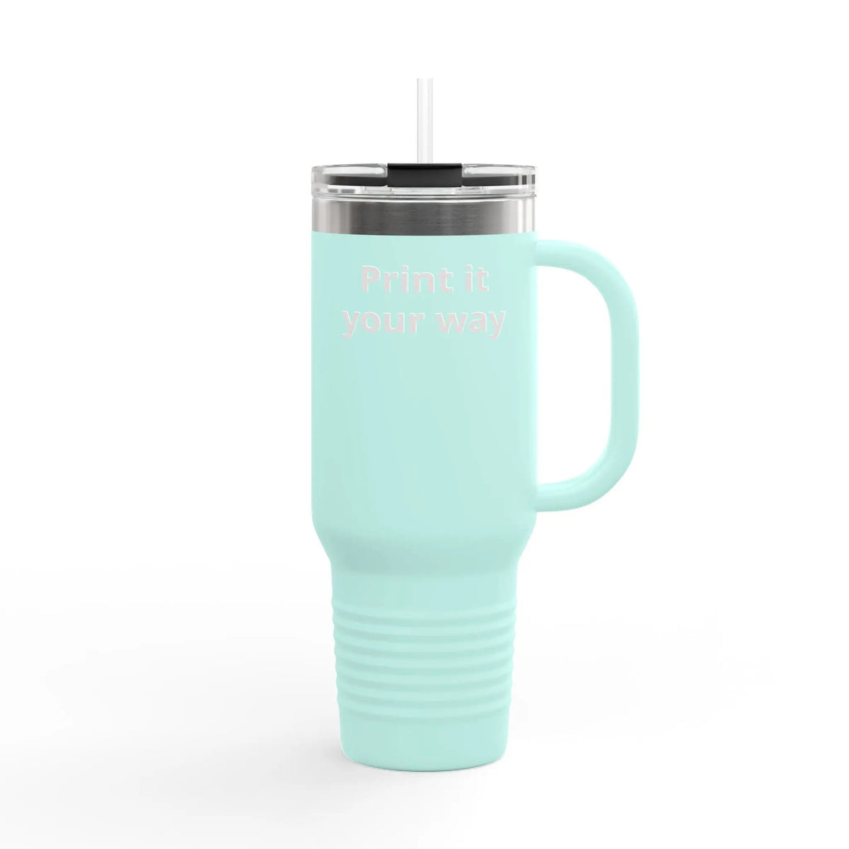 Printify 40oz Insulated Travel Mug with Handle – Customizable Big Tumbler for Road Trips & Daily Hydration - Travel Mugs Mug