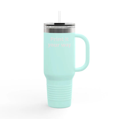 Printify 40oz Insulated Travel Mug with Handle – Customizable Big Tumbler for Road Trips & Daily Hydration - Travel Mugs Mug