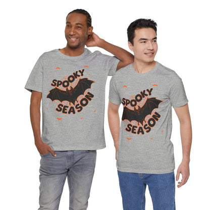 Printify Spooky Season Bat Graphic Halloween Tshirt Lightweight Soft Tee - T-Shirts T-Shirt