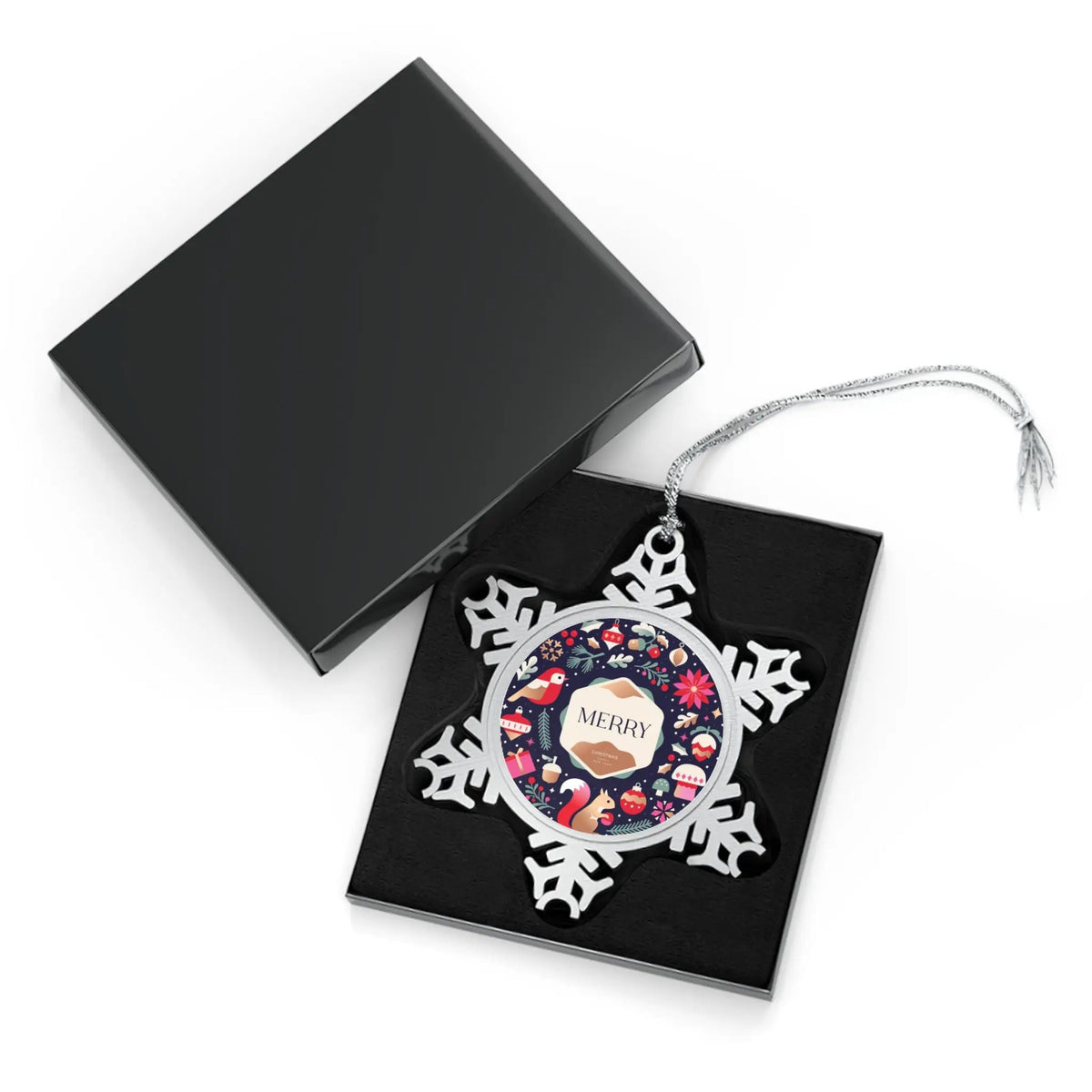 Printify Pewter Snowflake Christmas Ornament — Merry Holiday Tree Decoration - Holiday Ornaments Home Decor