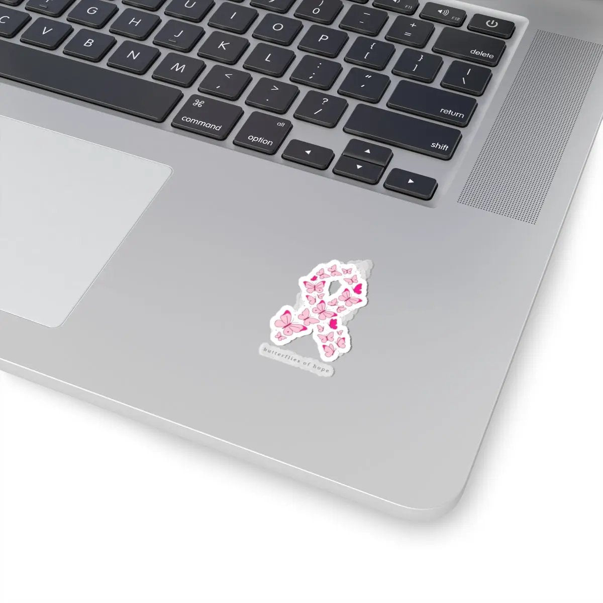 Printify Butterflies of Hope Ribbon Sticker | Breast Cancer Awareness, Pink Ribbon Kiss-Cut Sticker - Decorative Stickers Paper products