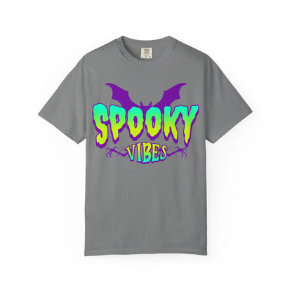 Printify Spooky Vibes T-Shirt — Neon Halloween Bat Graphic Tee - T-Shirts T-Shirt