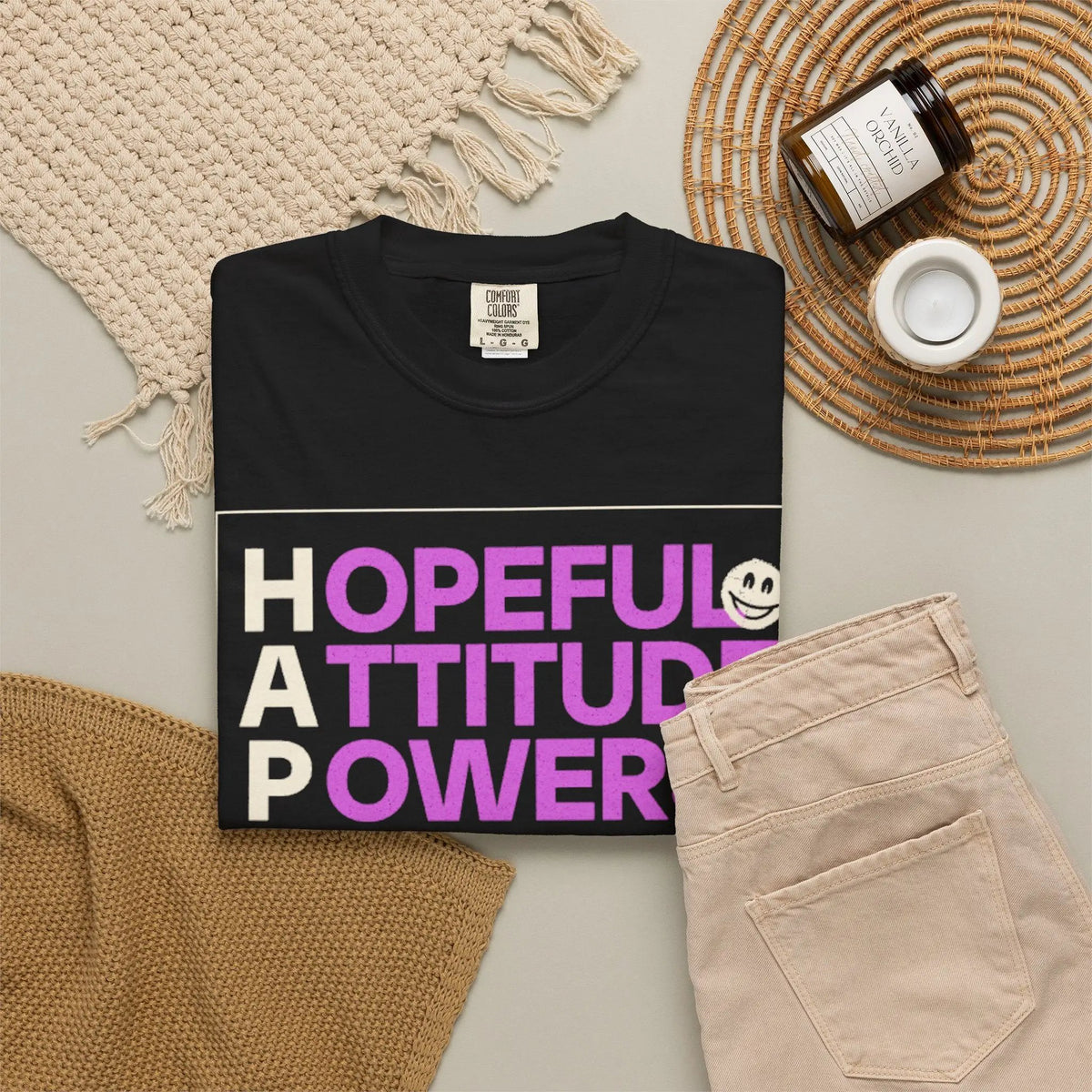 Printify Hopeful Attitude Powers Positive Yields T-Shirt - T-Shirts T-Shirt