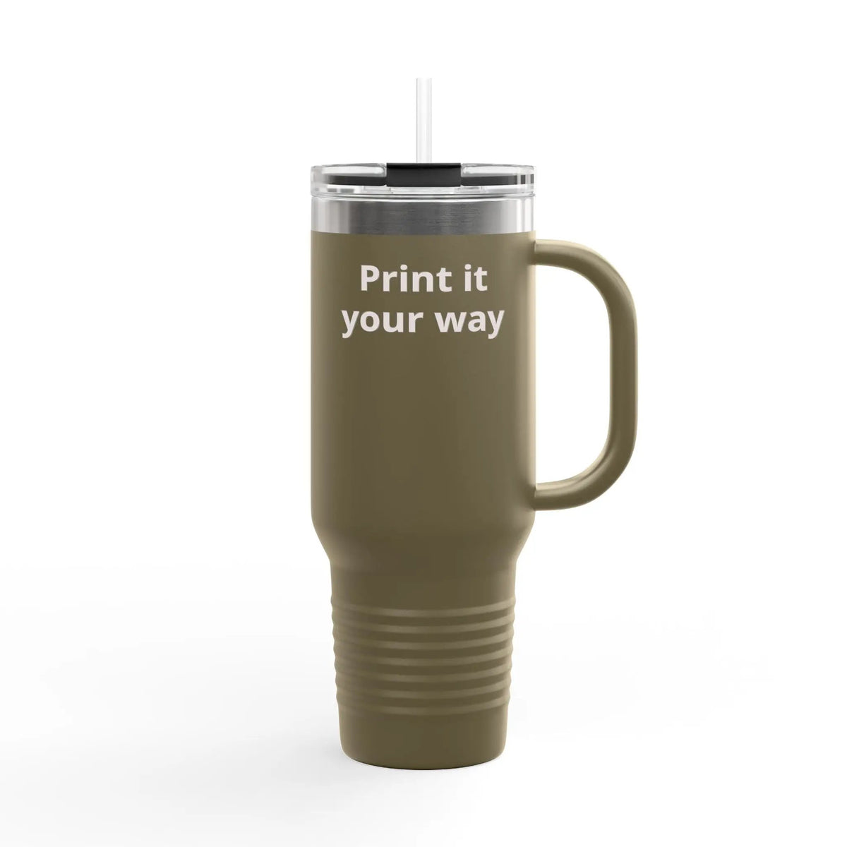 Printify 40oz Insulated Travel Mug with Handle – Customizable Big Tumbler for Road Trips & Daily Hydration - Travel Mugs Mug