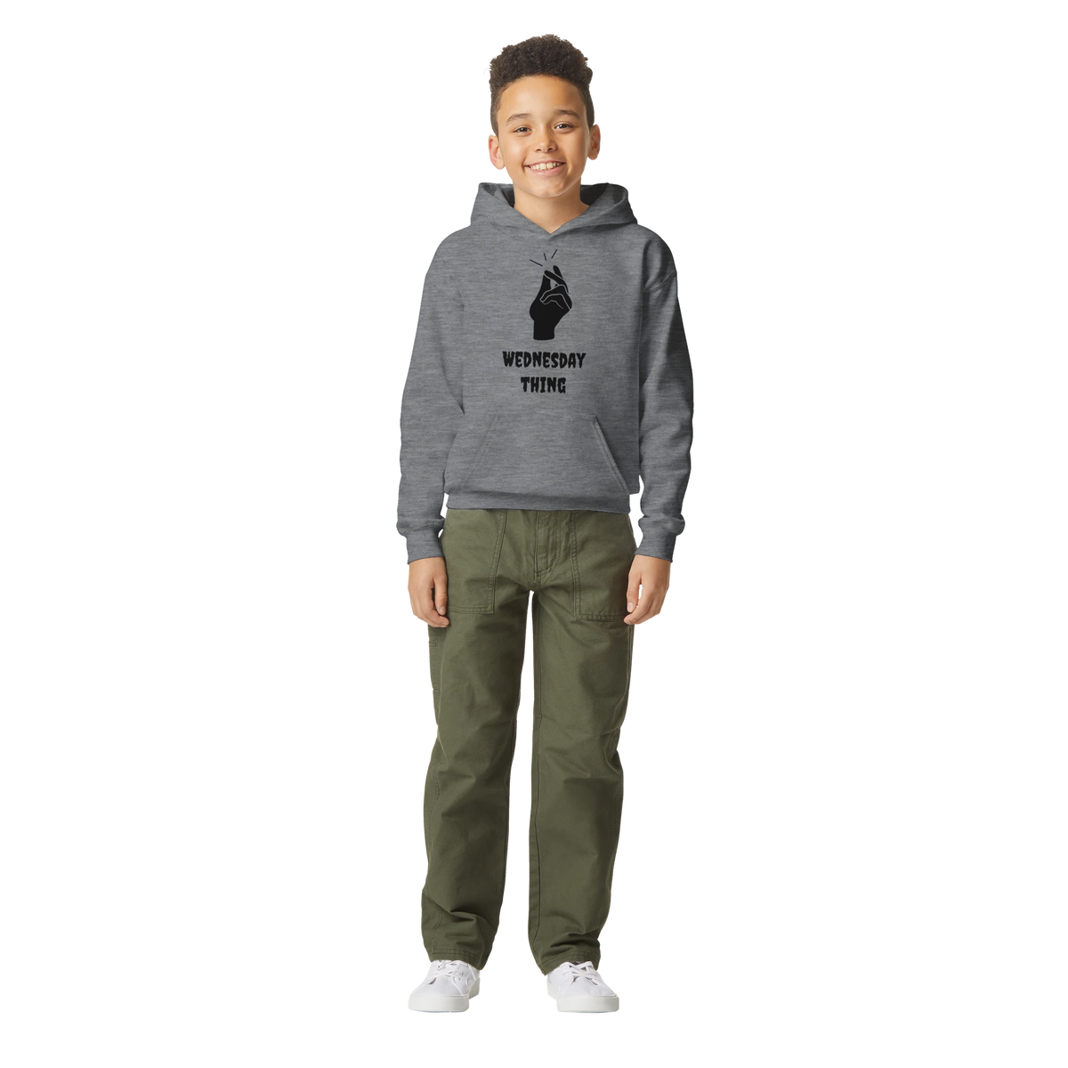 Printify Spooky Mid-weight Fleece Youth Hoodie | Gildan SF500B ring spun sports grey - Print Material