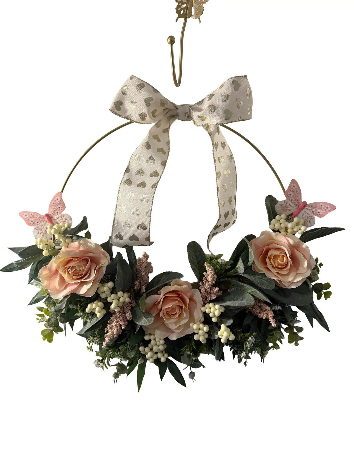 Tulu Prints & Designs Handmade Blush Rose Gold Hoop Wreath — Modern Minimalist Front Door Décor - Uncategorized