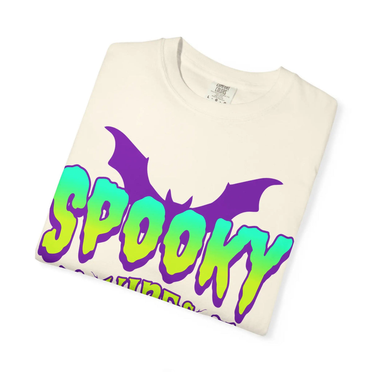 Printify Spooky Vibes T-Shirt — Neon Halloween Bat Graphic Tee - T-Shirts T-Shirt