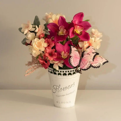 Tulu Prints & Designs Pink Orchid & Butterfly Arrangement — "Celebrate Sunshine" -