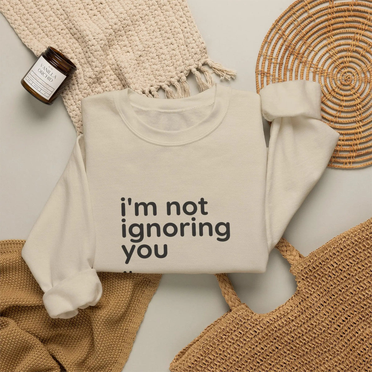 Printify i'm not ignoring you i'm avoiding everyone equally Sweatshirt | Grumpy Humor, Deadpan Text - Sweatshirts Sweatshirt