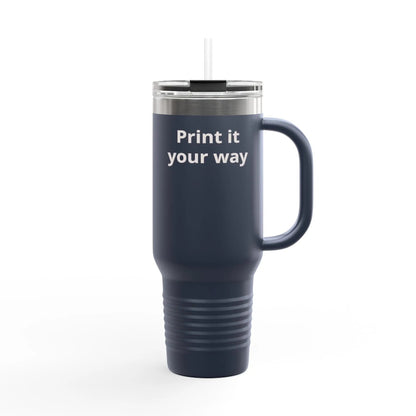 Printify 40oz Insulated Travel Mug with Handle – Customizable Big Tumbler for Road Trips & Daily Hydration - Travel Mugs Mug