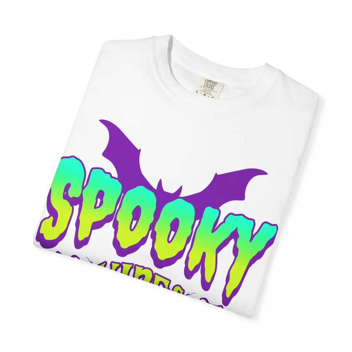Printify Spooky Vibes T-Shirt — Neon Halloween Bat Graphic Tee - T-Shirts T-Shirt