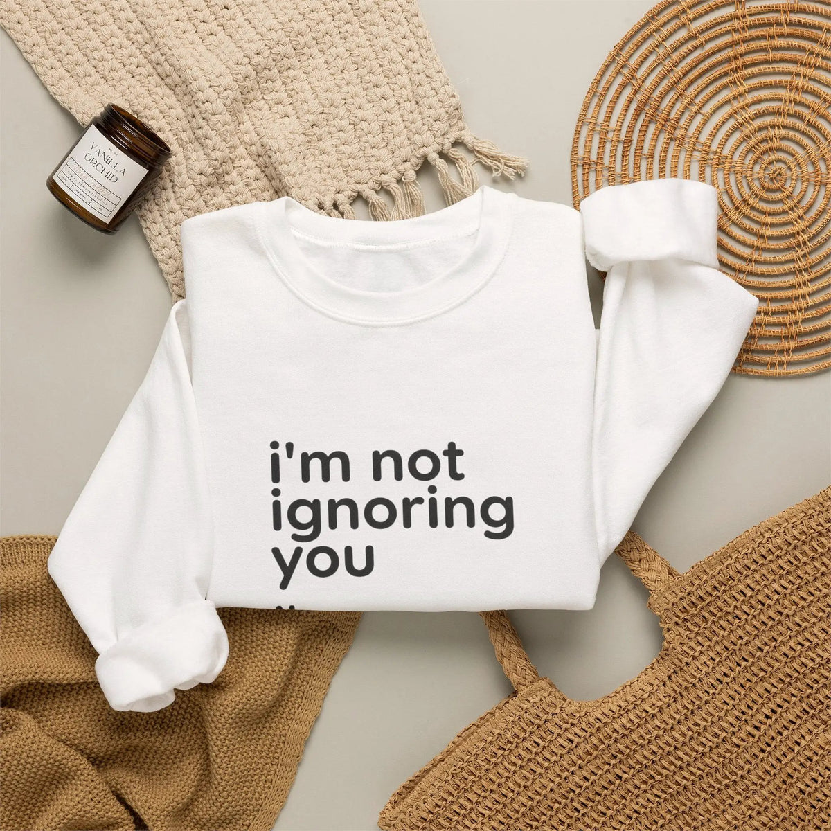 Printify i'm not ignoring you i'm avoiding everyone equally Sweatshirt | Grumpy Humor, Deadpan Text - Sweatshirts Sweatshirt