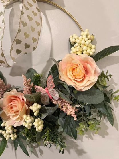 Tulu Prints & Designs Handmade Blush Rose Gold Hoop Wreath — Modern Minimalist Front Door Décor - Uncategorized