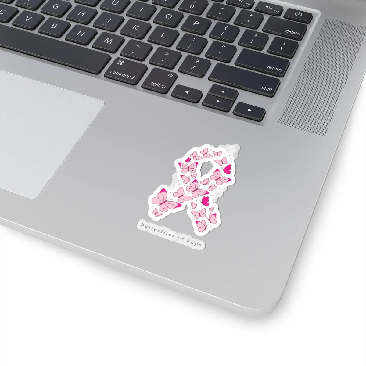 Printify Butterflies of Hope Ribbon Sticker | Breast Cancer Awareness, Pink Ribbon Kiss-Cut Sticker - Decorative Stickers Paper products