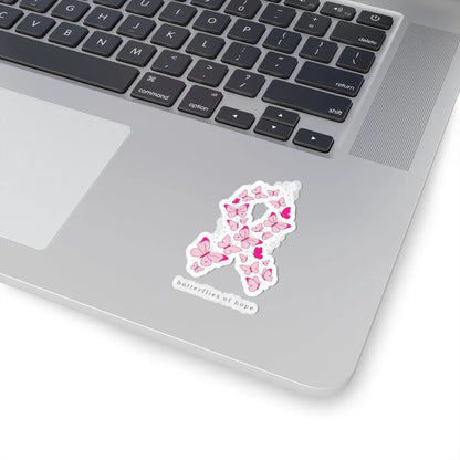 Printify Butterflies of Hope Ribbon Sticker | Breast Cancer Awareness, Pink Ribbon Kiss-Cut Sticker - Decorative Stickers Paper products