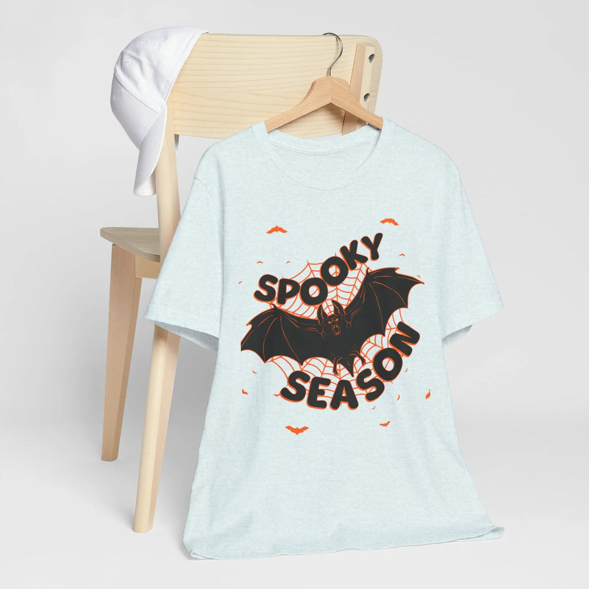 Printify Spooky Season Bat Graphic Halloween Tshirt Lightweight Soft Tee - T-Shirts T-Shirt