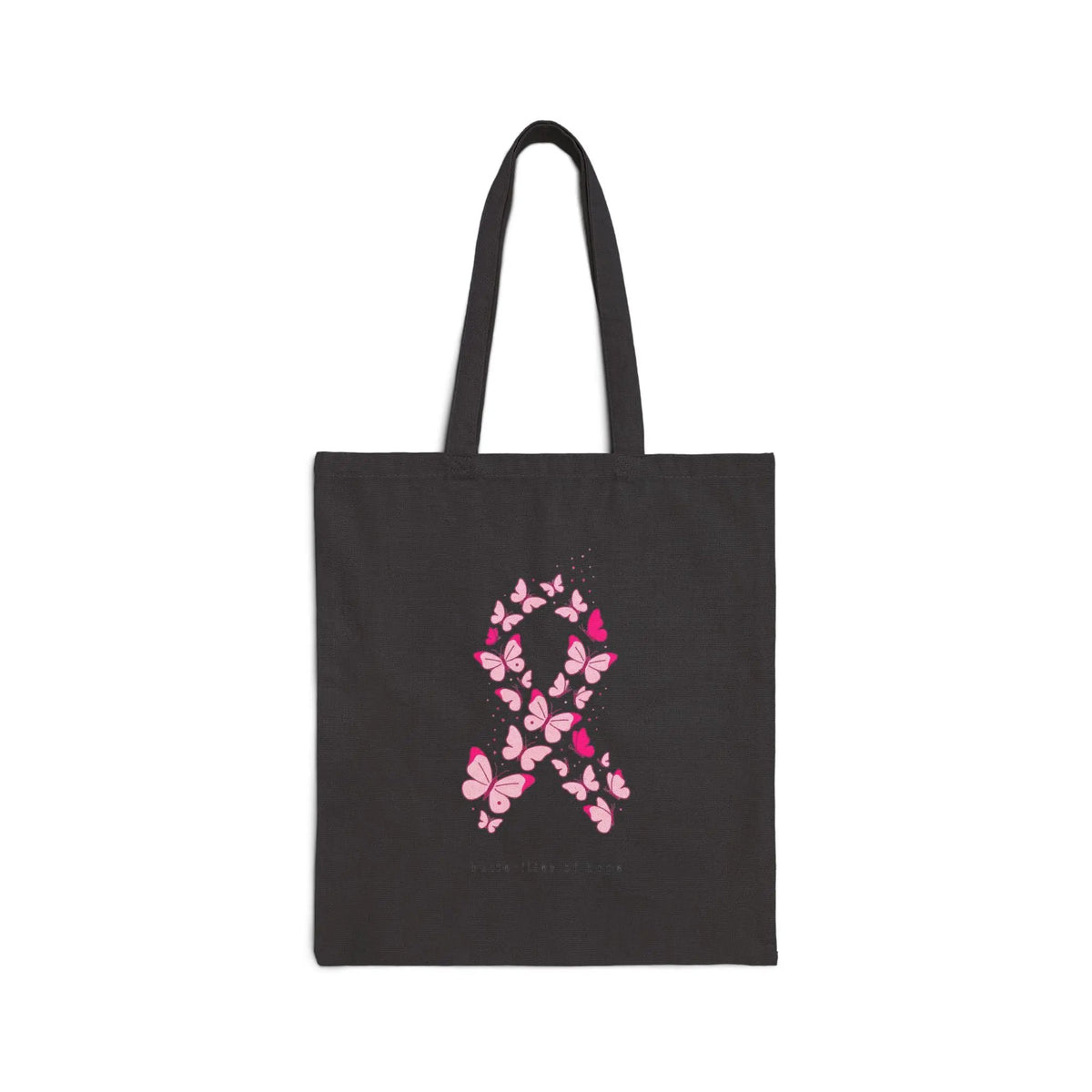 Printify Pink Ribbon Butterfly Tote, Breast Cancer Awareness Canvas Tote | Support, Solidarity - Tote Bags Bags