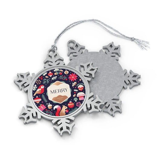 Printify Pewter Snowflake Christmas Ornament — Merry Holiday Tree Decoration - Holiday Ornaments Home Decor