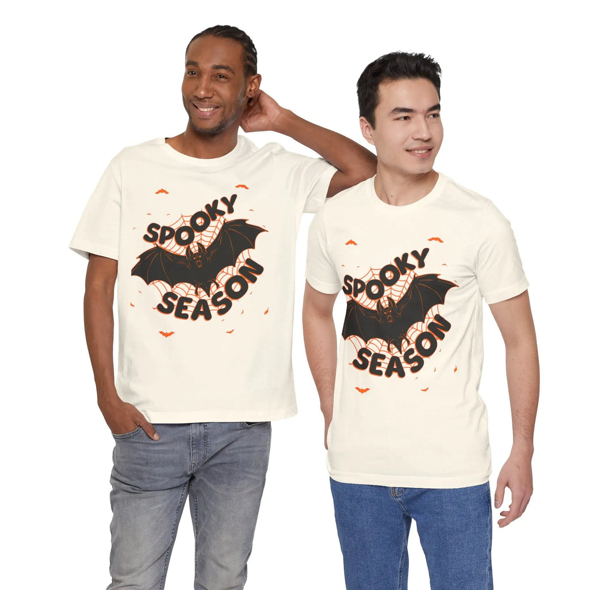 Printify Spooky Season Bat Graphic Halloween Tshirt Lightweight Soft Tee - T-Shirts T-Shirt
