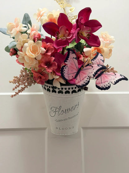 Tulu Prints & Designs Pink Orchid & Butterfly Arrangement — "Celebrate Sunshine" -