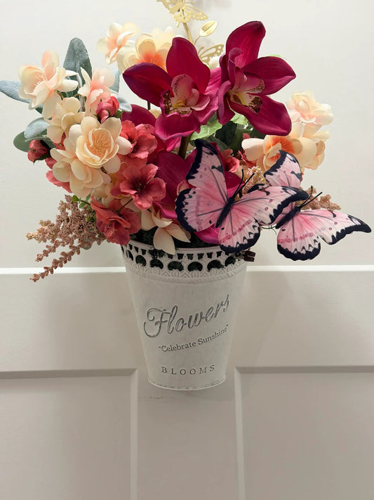 Tulu Prints & Designs Pink Orchid & Butterfly Arrangement — "Celebrate Sunshine" -