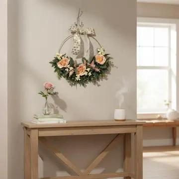 Tulu Prints & Designs Handmade Blush Rose Gold Hoop Wreath — Modern Minimalist Front Door Décor - Uncategorized