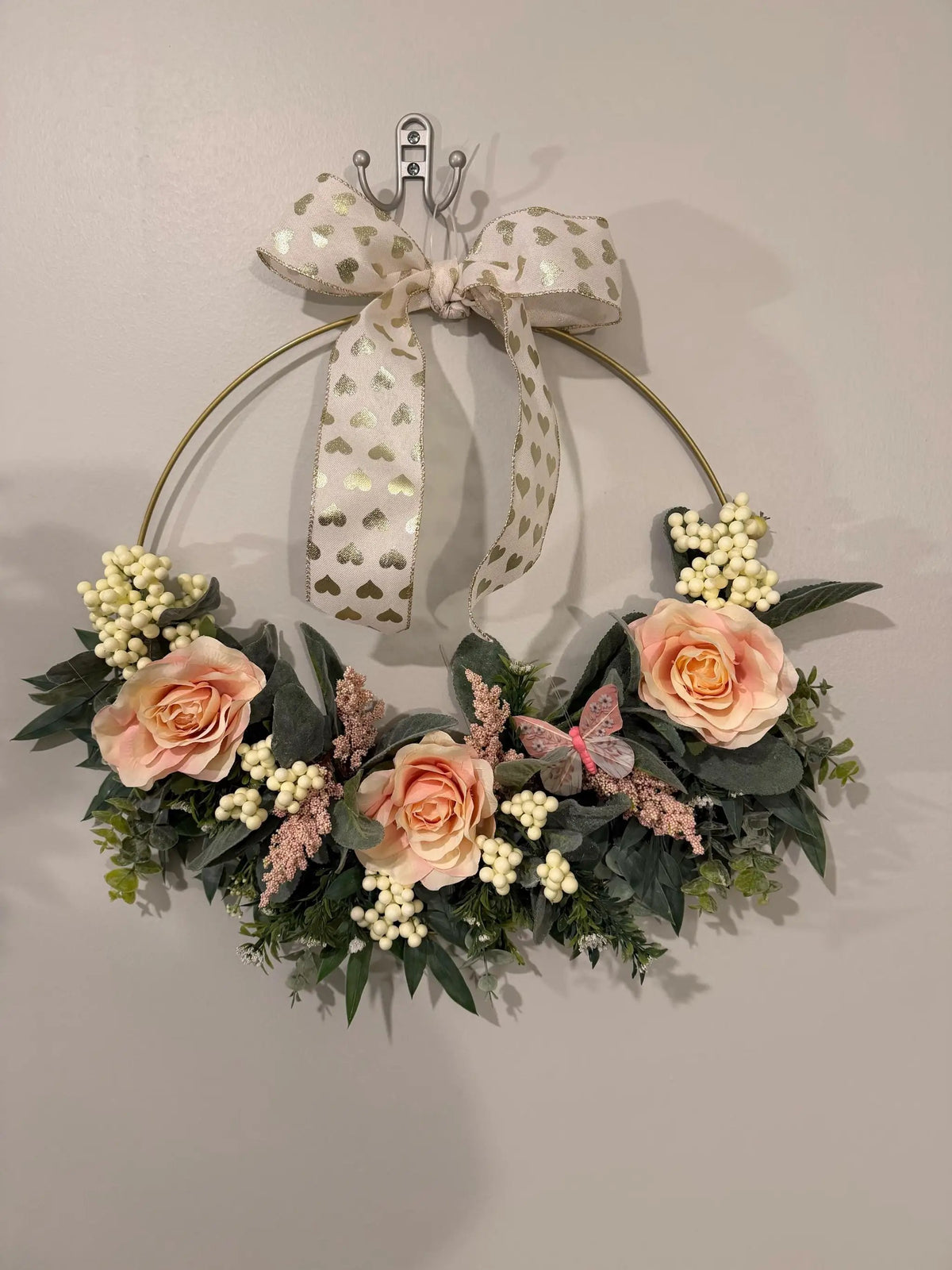 Tulu Prints & Designs Handmade Blush Rose Gold Hoop Wreath — Modern Minimalist Front Door Décor - Uncategorized