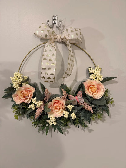 Tulu Prints & Designs Handmade Blush Rose Gold Hoop Wreath — Modern Minimalist Front Door Décor - Uncategorized