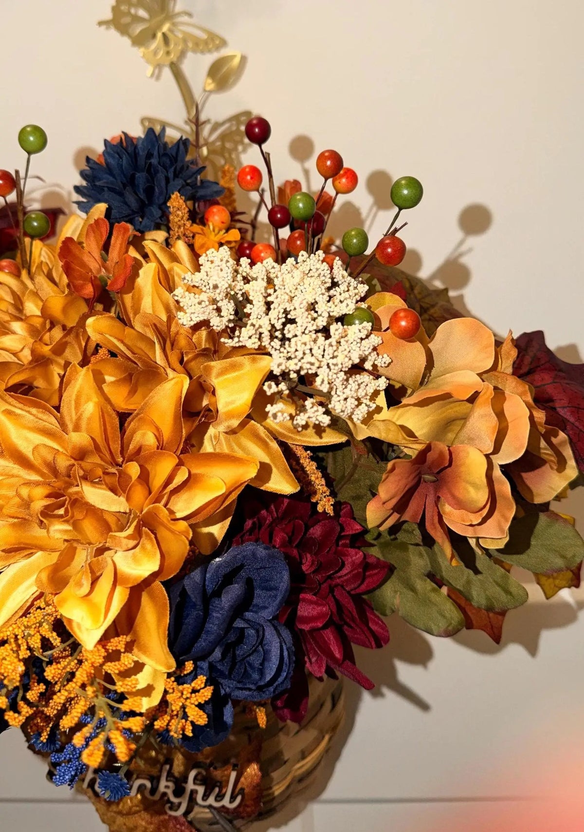ThankfulFall Door Basket — Navy, Burgundy & Gold